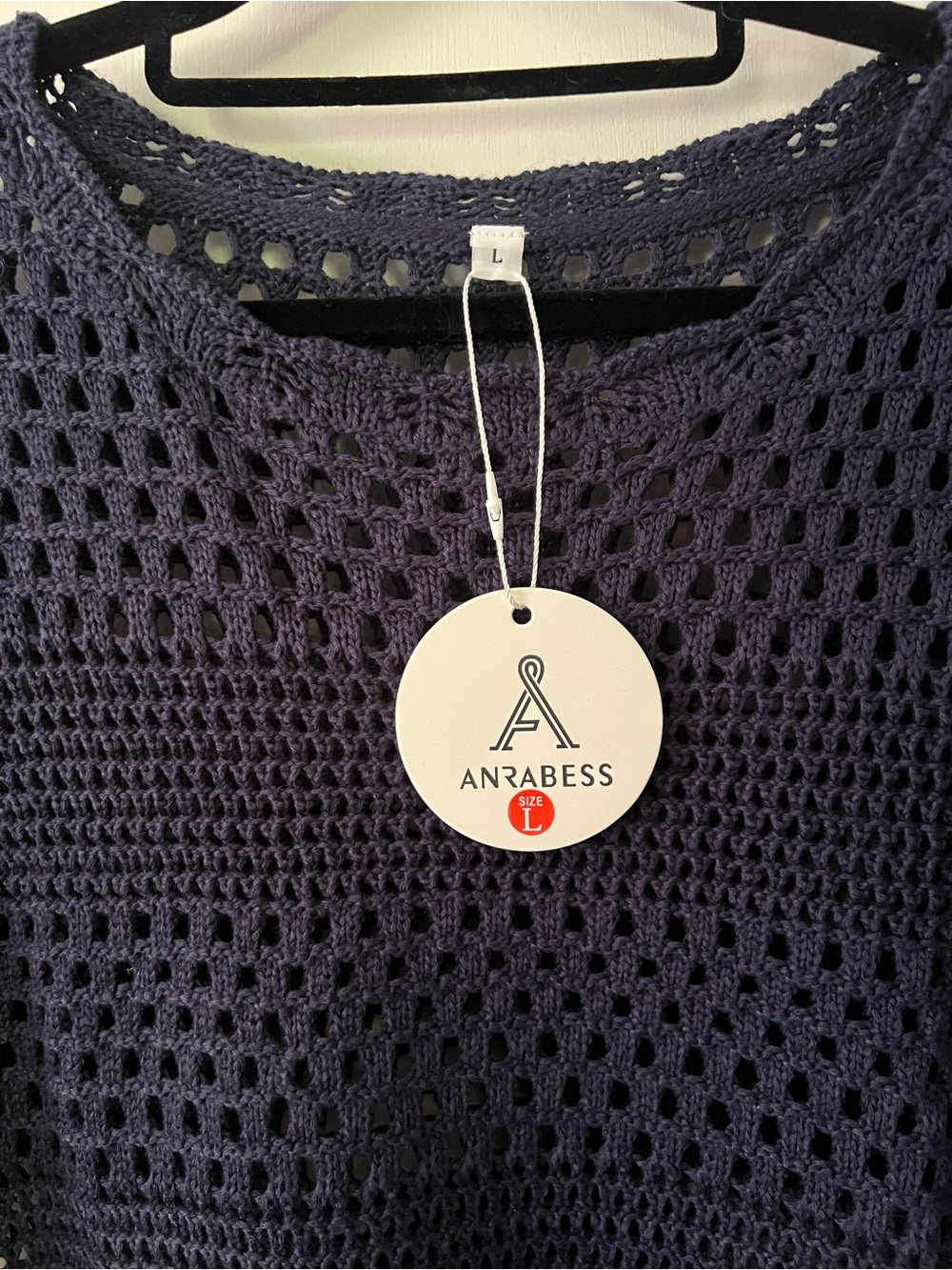 NWT ANRABESS Women’s Navy Crochet Swim‎ Coverup - Picture 2 of 7